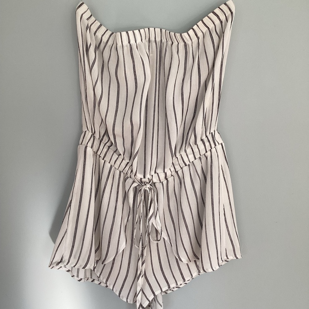 Lottie Moss Black and White Striped Romper Size Medium